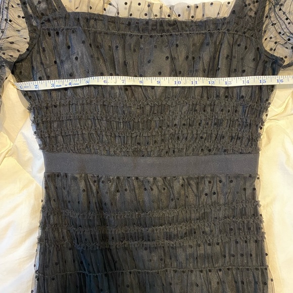 Sheer black polka dot bodycon midi dress with rouching - Picture 5 of 6